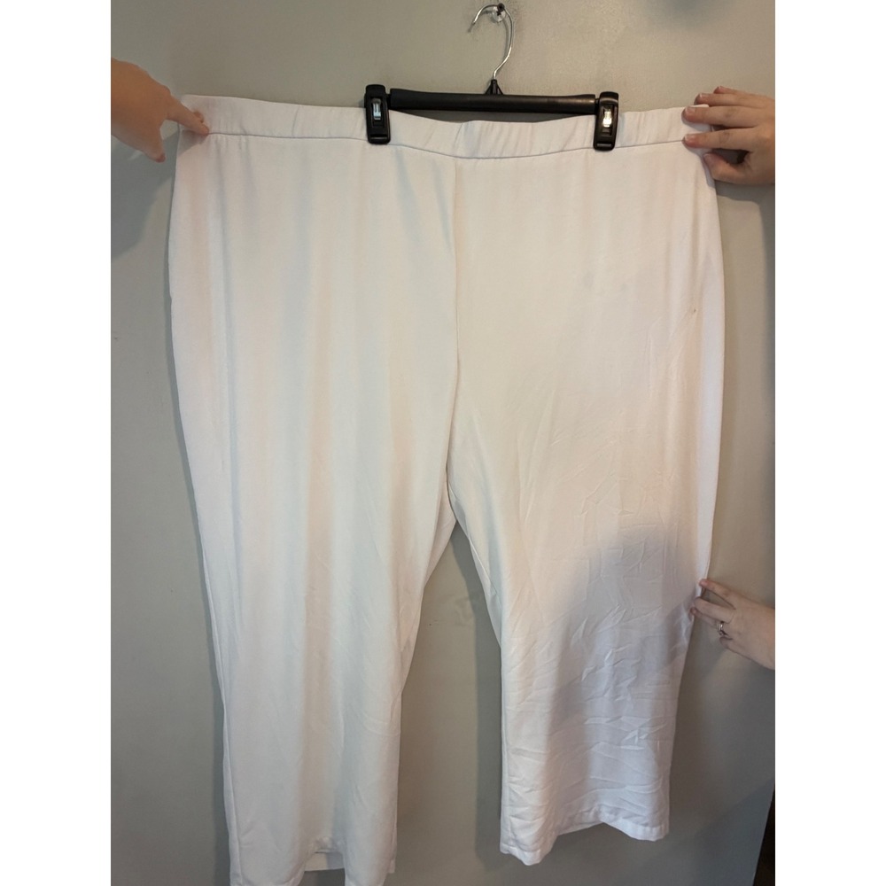 Catherines Black Label White Pull On Pants Plus Size 4X 30/32W Stretch Lined